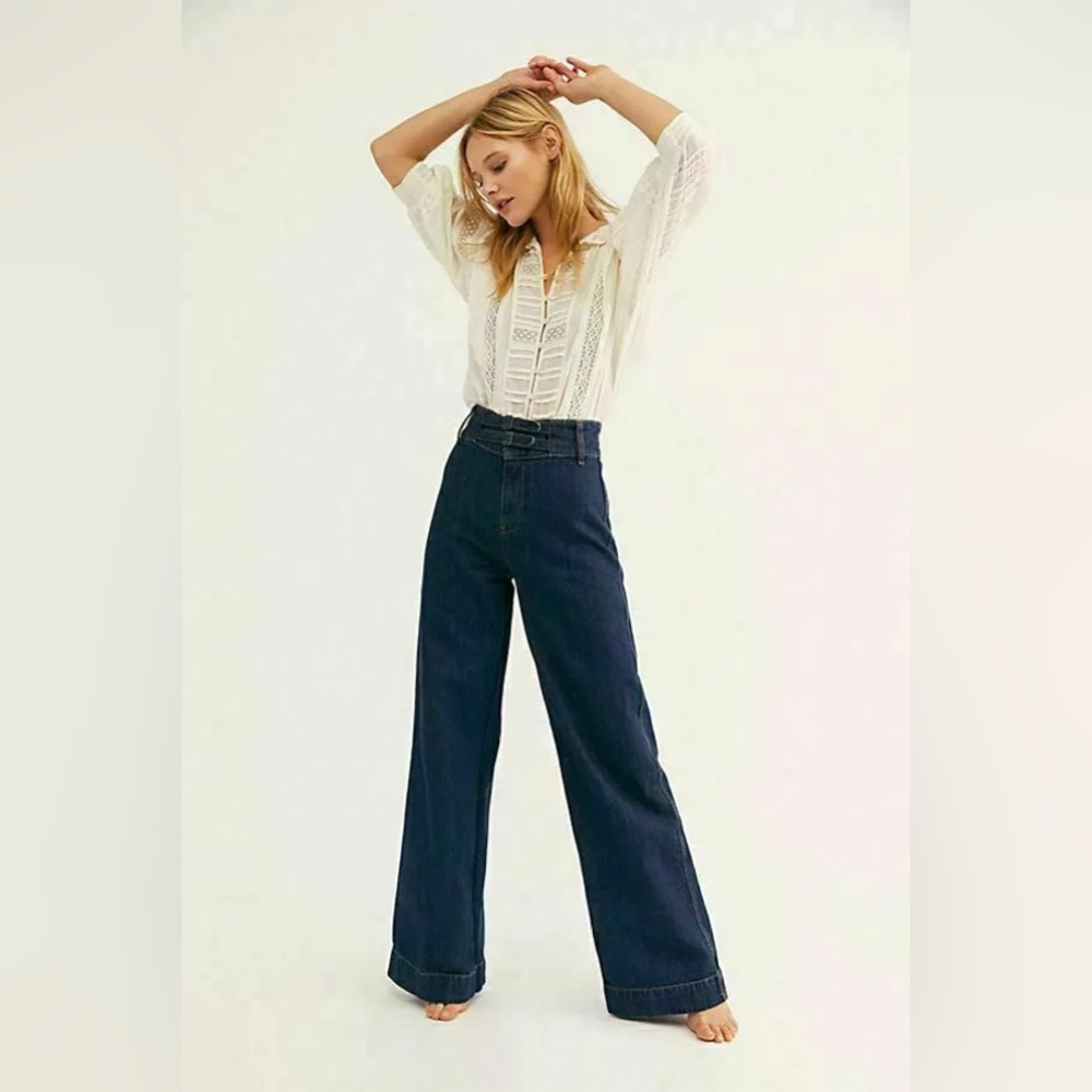 Free People Dark Blue Flare Jeans